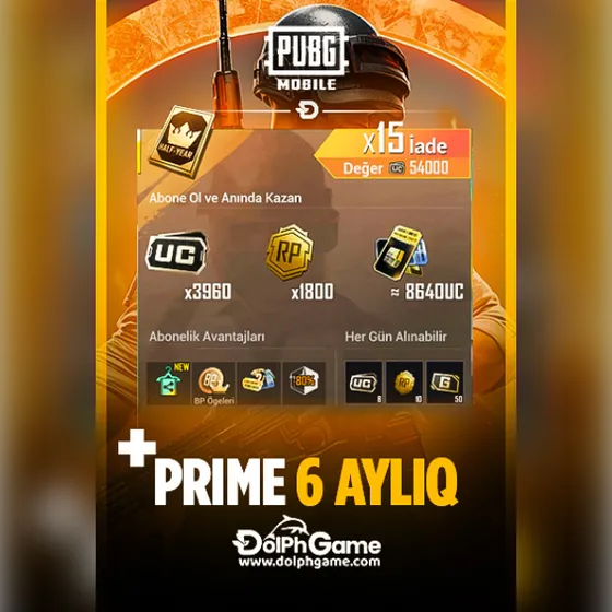 Pubg Mobile Prime Plus 6 Aylıq - 5400 UC al — 101,03 ₼