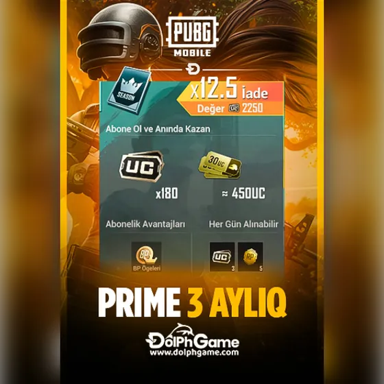 Pubg Mobile Prime 3 Aylıq - 450 UC al — 4,99 ₼