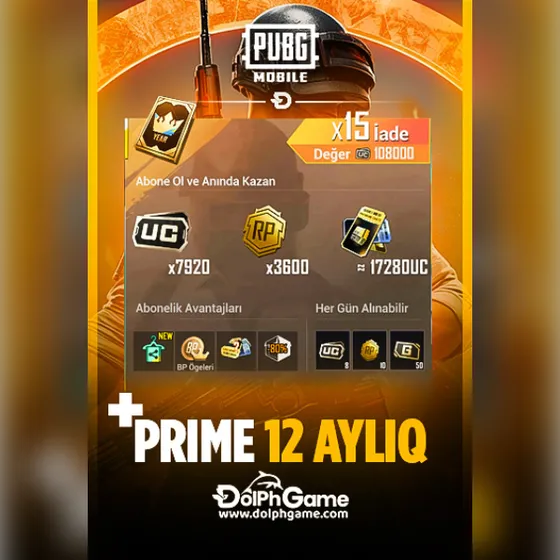 Pubg Mobile Prime Plus 12 Aylıq - 10800 UC al — 194,34 ₼